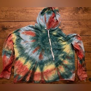 Tie-Dye Crop-Top Hoodie